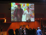 Projekce našich spotů v sále Top Hotelu během akce.
